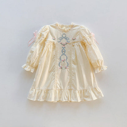 MyKids-USA® High Quality Embroidered Design Long Sleeve Dress