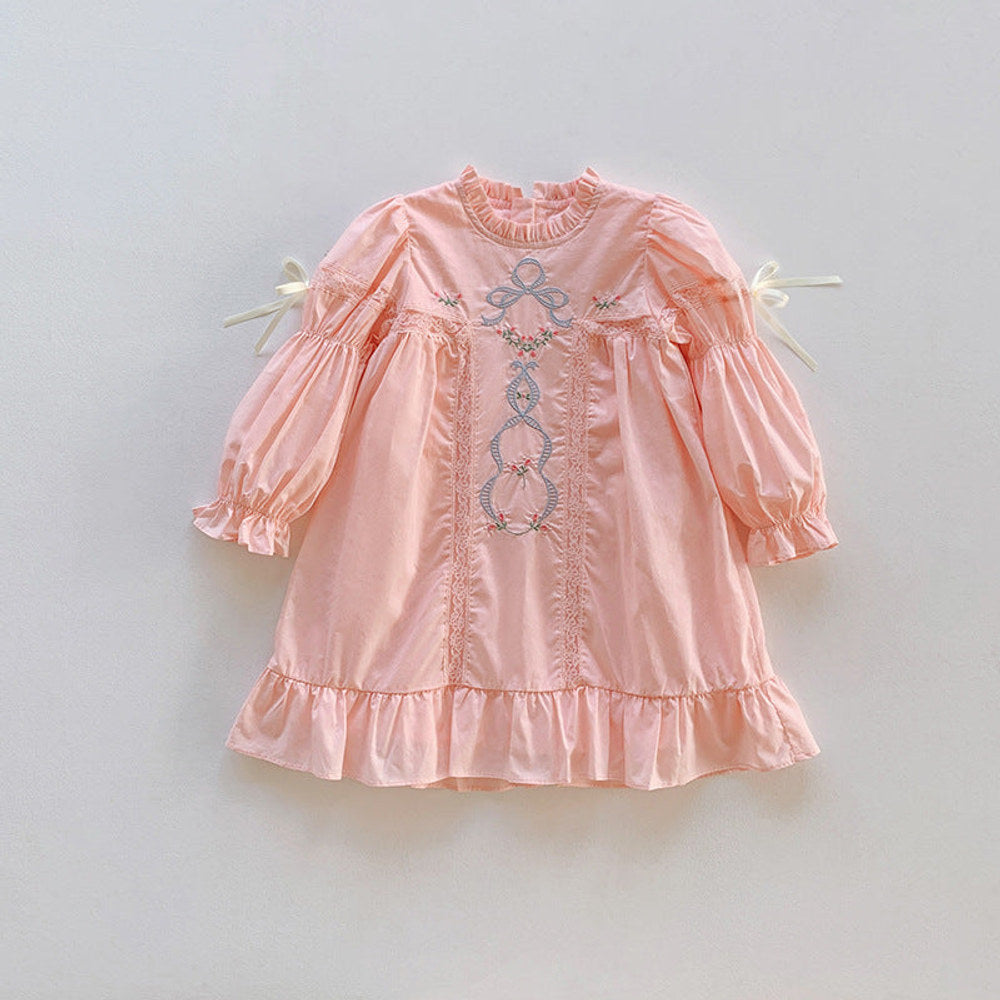 MyKids-USA® High Quality Embroidered Design Long Sleeve Dress