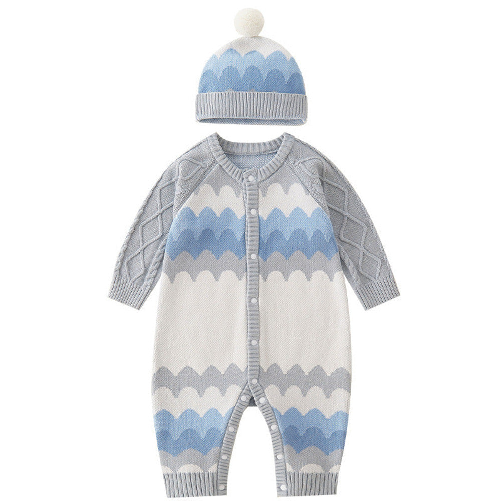 MyKids-USA® Geometric Pattern Knitted All One Piece Romper