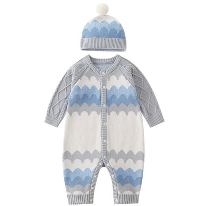 MyKids-USA® Geometric Pattern Knitted All One Piece Romper
