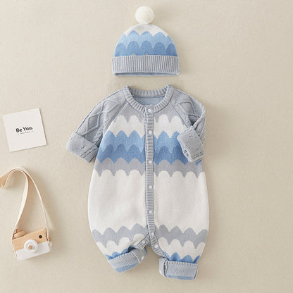 MyKids-USA® Geometric Pattern Knitted All One Piece Romper