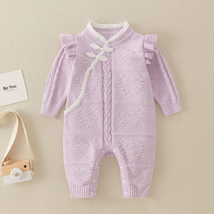 MyKids-USA® Chinese Style Knitted Rompers For Baby Girl