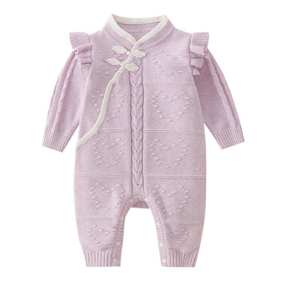 MyKids-USA® Chinese Style Knitted Rompers For Baby Girl
