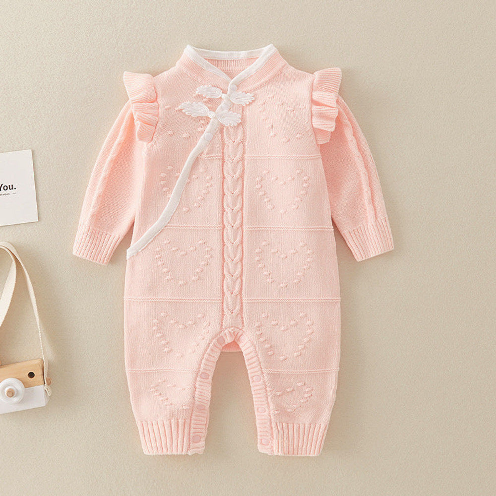 MyKids-USA® Chinese Style Knitted Rompers For Baby Girl