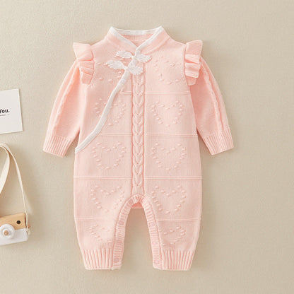 MyKids-USA® Chinese Style Knitted Rompers For Baby Girl
