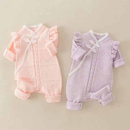 MyKids-USA® Chinese Style Knitted Rompers For Baby Girl