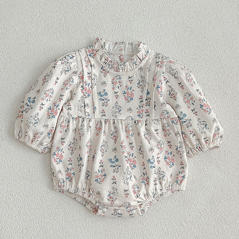 MyKids-USA® Princess Ditsy Flower Graphic Long Sleeve Dress bodysuit