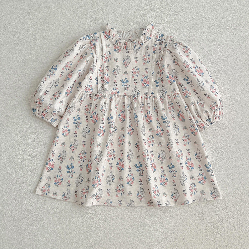 MyKids-USA® Princess Ditsy Flower Graphic Long Sleeve Dress bodysuit