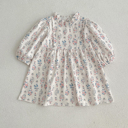 MyKids-USA® Princess Ditsy Flower Graphic Long Sleeve Dress bodysuit