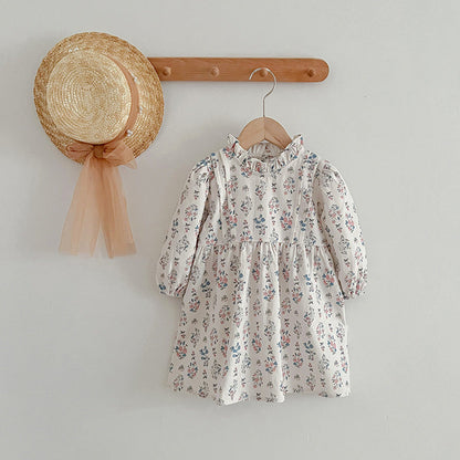 MyKids-USA® Princess Ditsy Flower Graphic Long Sleeve Dress bodysuit