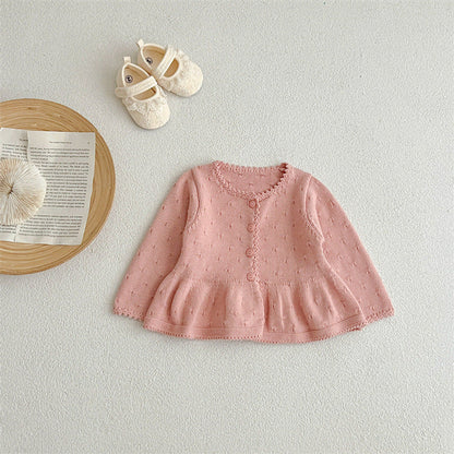 MyKids-USA® Arrivals Baby Girls Sweety Laces Round Collars Long-Sleeved Cardigan