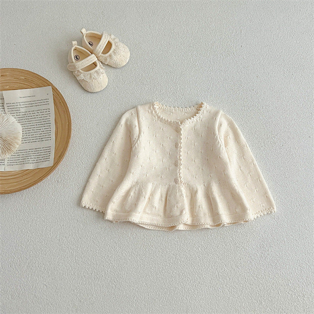 MyKids-USA® Arrivals Baby Girls Sweety Laces Round Collars Long-Sleeved Cardigan