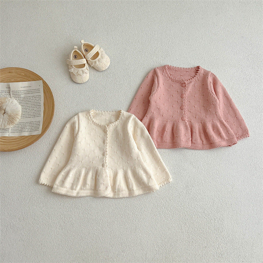 MyKids-USA® Arrivals Baby Girls Sweety Laces Round Collars Long-Sleeved Cardigan