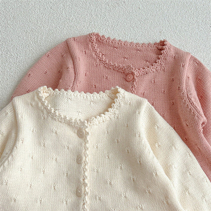 MyKids-USA® Arrivals Baby Girls Sweety Laces Round Collars Long-Sleeved Cardigan