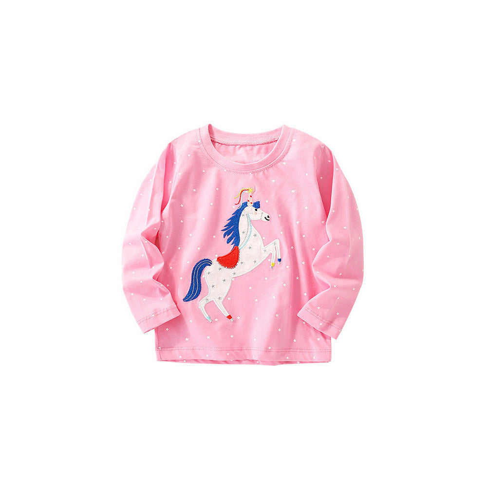 MyKids-USA® Baby Girl Cartoon Pattern Crewneck Casual Shirts