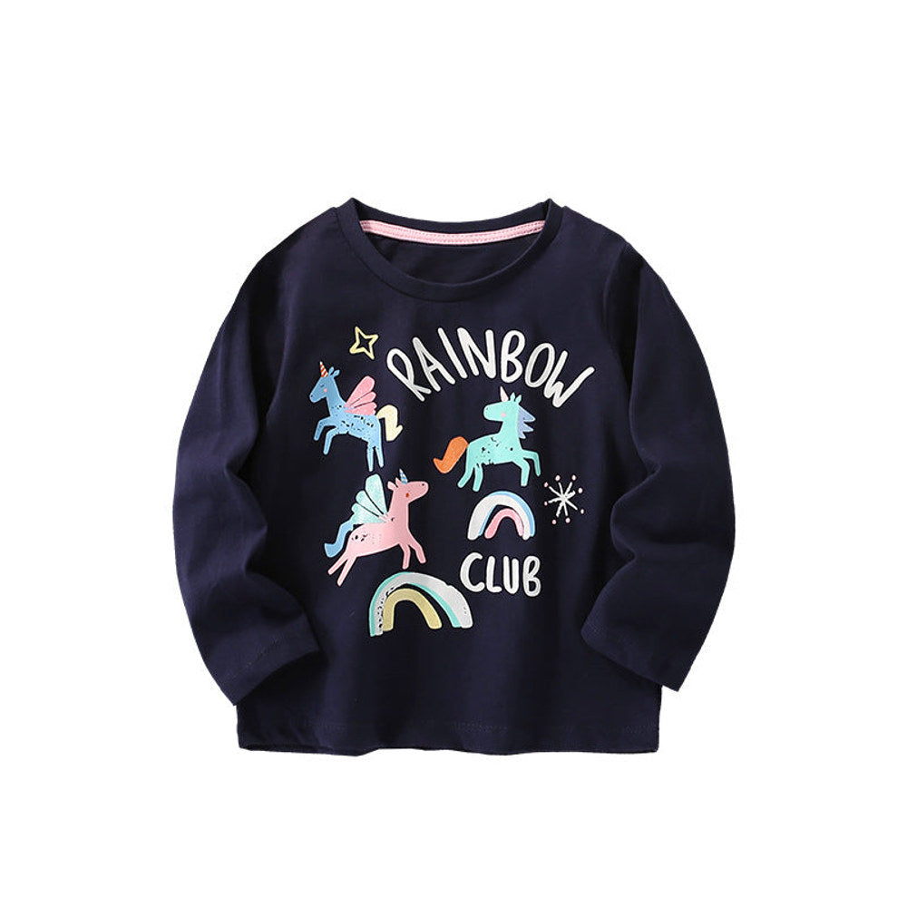 MyKids-USA® Baby Girl Cartoon Pattern Crewneck Casual Shirts