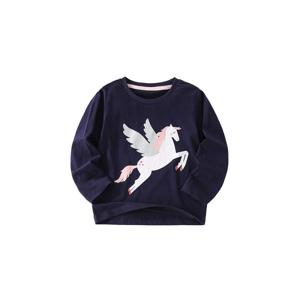 MyKids-USA® Baby Girl Cartoon Pattern Crewneck Casual Shirts