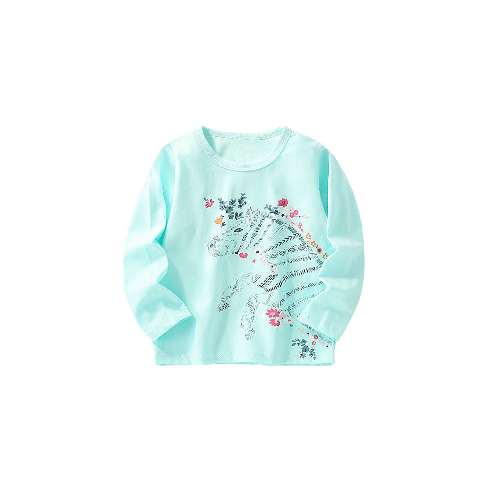 MyKids-USA® Baby Girl Cartoon Pattern Crewneck Casual Shirts