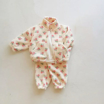 MyKids-USA® Baby Unisex Jacquard And Solid Two Kinds Fashion Thick Warm Two Pieces Sets