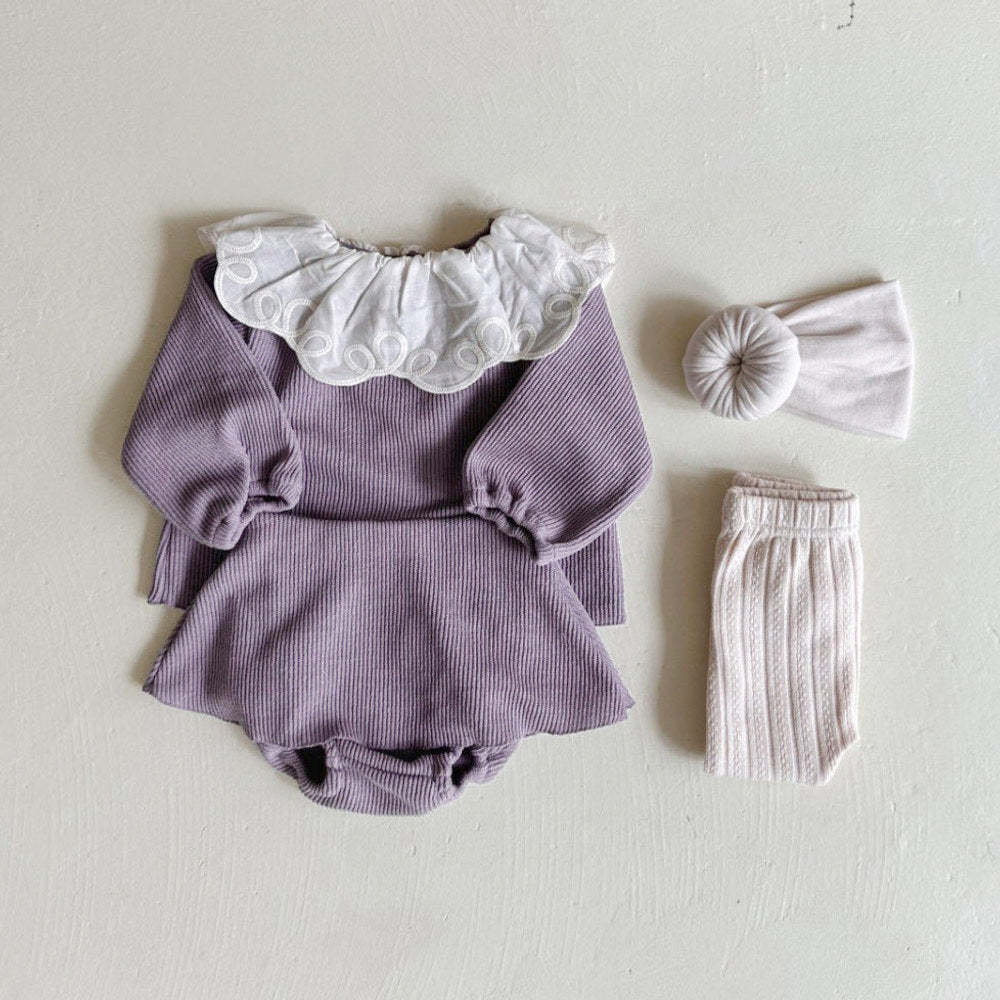 MyKids-USA® Baby Girl Laces Round Collars Long Sleeves Two Pieces Sets