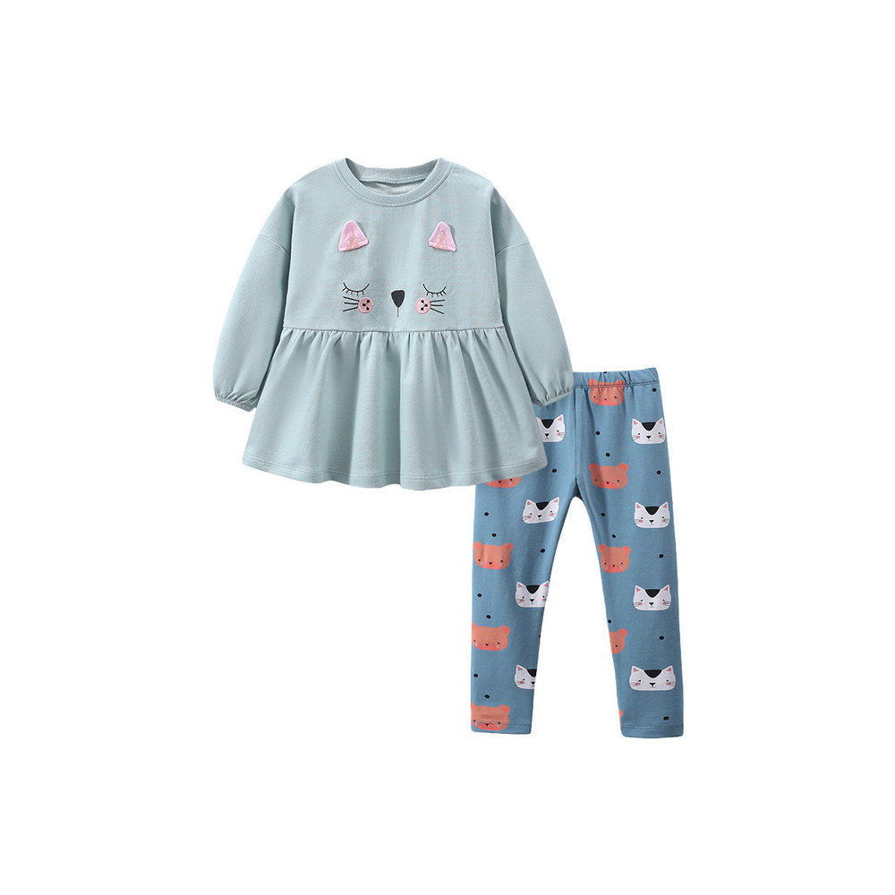 MyKids-USA® Baby Girl Cat Pattern Design Pullover With Long Leggings Sets