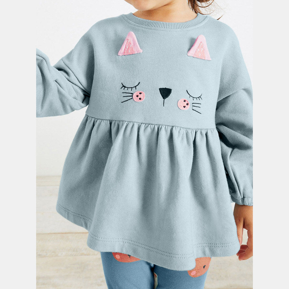 MyKids-USA® Baby Girl Cat Pattern Design Pullover With Long Leggings Sets