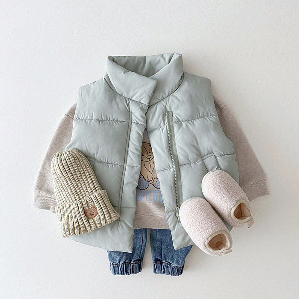MyKids-USA® Baby Solid Color Quilted Thickened Vest Coat In Winter