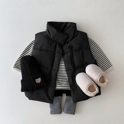 MyKids-USA® Baby Solid Color Quilted Thickened Vest Coat In Winter