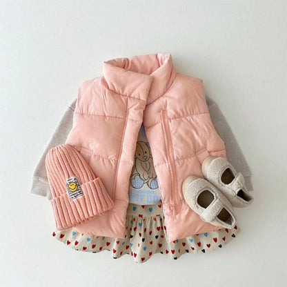 MyKids-USA® Baby Solid Color Quilted Thickened Vest Coat In Winter