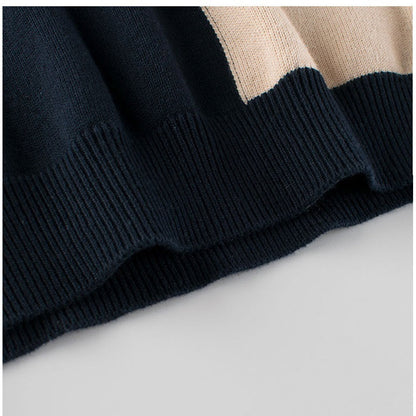 MyKids-USA® Baby Boy Color Patchwork Crew Neck Long Sleeve Knitwear Pullover