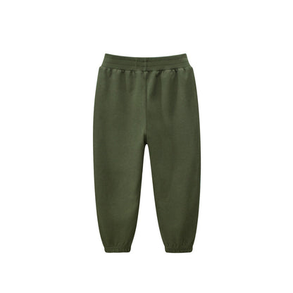 MyKids-USA® Baby Boys Solid Color Thin Sports Trousers With Logo And Pockets