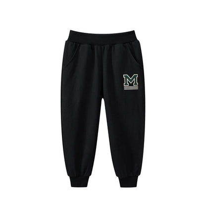 MyKids-USA® Baby Boys Solid Color Thin Sports Trousers With Logo And Pockets