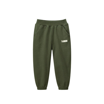MyKids-USA® Baby Boys Solid Color Thin Sports Trousers With Logo And Pockets