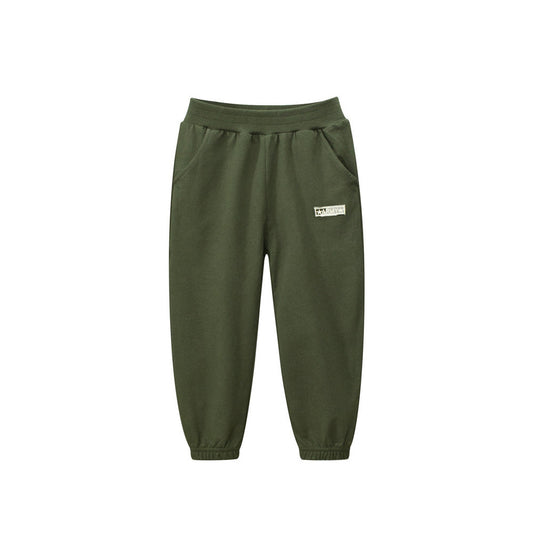 MyKids-USA® Baby Boys Solid Color Thin Sports Trousers With Logo And Pockets