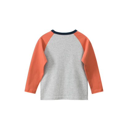 MyKids-USA® Baby Boys Dinosaur Cartoon Color Patchwork Crew Neck Long Sleeve Pullover