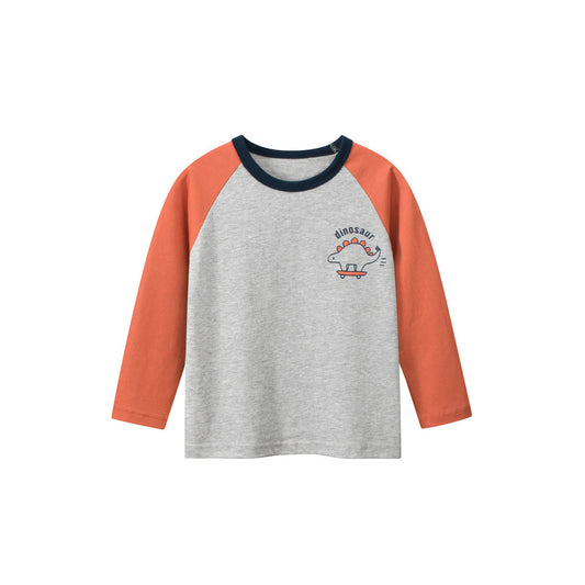 MyKids-USA® Baby Boys Dinosaur Cartoon Color Patchwork Crew Neck Long Sleeve Pullover