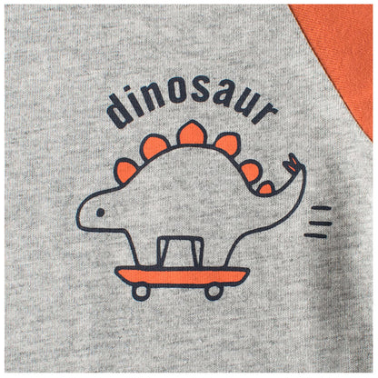 MyKids-USA® Baby Boys Dinosaur Cartoon Color Patchwork Crew Neck Long Sleeve Pullover