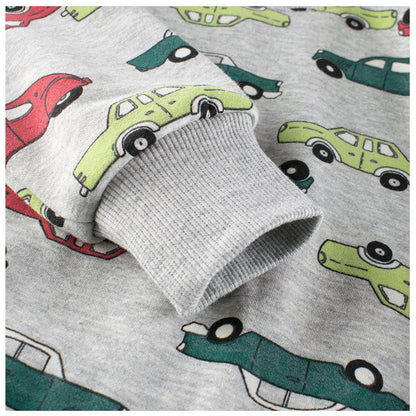 MyKids-USA® Baby Boys Automobile Cars Cartoon Crew Neck Long Sleeve Grey Pullover