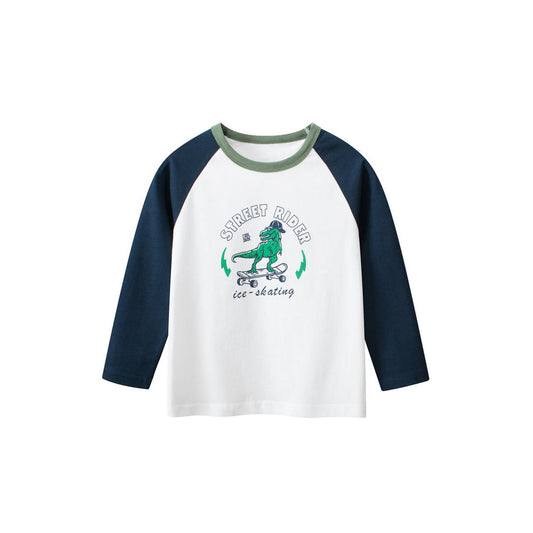 MyKids-USA® Baby Boys Dinosaur Sporting Cartoon Color Patchwork Crew Neck Long Sleeve Pullover
