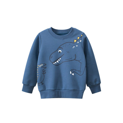 MyKids-USA® Baby Boys Dinosaur Talking Cartoon Crew Neck Long Sleeve Thick Pullover
