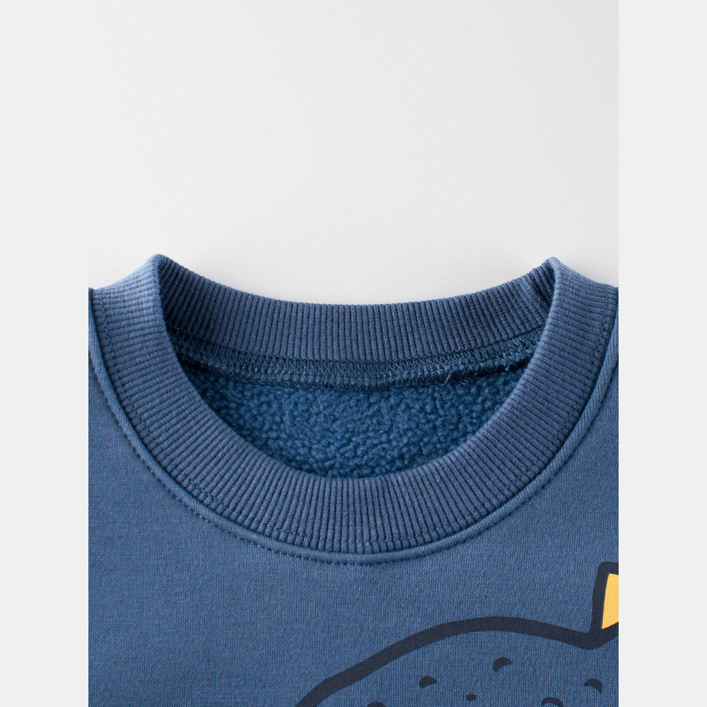 MyKids-USA® Baby Boys Dinosaur Talking Cartoon Crew Neck Long Sleeve Thick Pullover