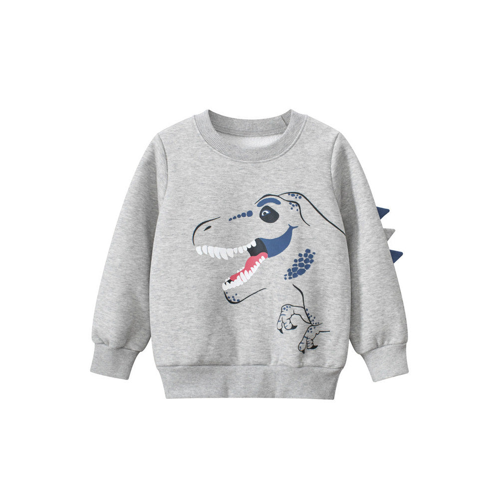 MyKids-USA® Baby Boys Dinosaur Talking Cartoon Crew Neck Long Sleeve Thick Pullover