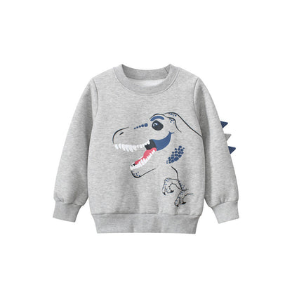 MyKids-USA® Baby Boys Dinosaur Talking Cartoon Crew Neck Long Sleeve Thick Pullover