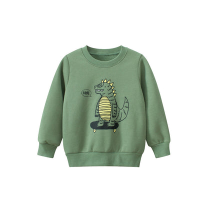 MyKids-USA® Baby Boys Dinosaur Talking Cartoon Crew Neck Long Sleeve Thick Pullover