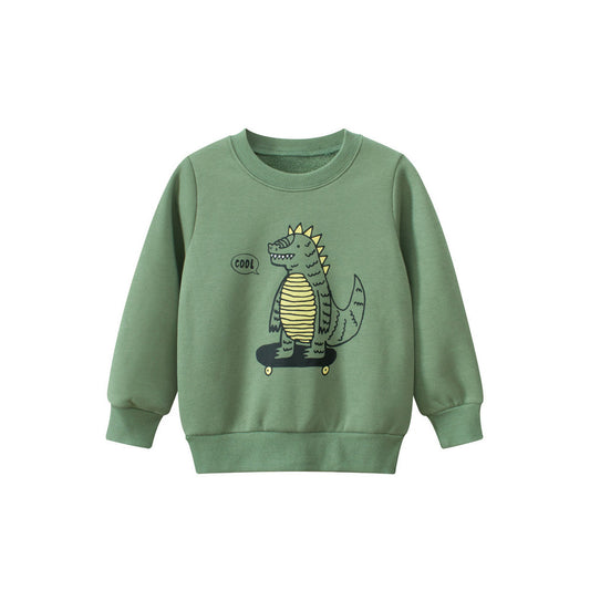 MyKids-USA® Baby Boys Dinosaur Talking Cartoon Crew Neck Long Sleeve Thick Pullover