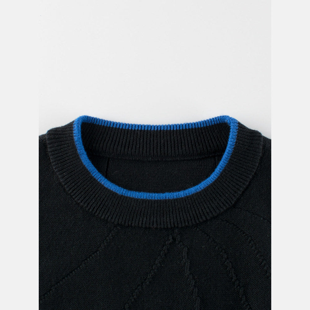 MyKids-USA® Baby Boy Kids Color Patchwork Crew Neck Long Sleeve Knitwear Pullover