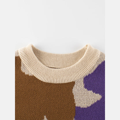 MyKids-USA® Baby Boy Kids Color Patchwork Crew Neck Long Sleeve Thin Knitwear Pullover