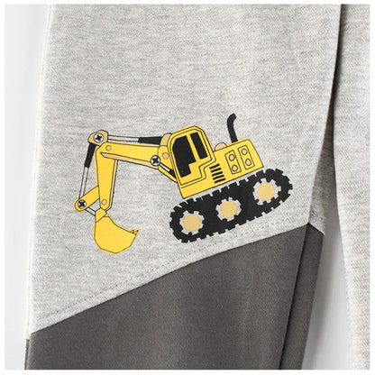 MyKids-USA® Children Boys Excavator Descending Cartoon Sports Trousers With Pockets