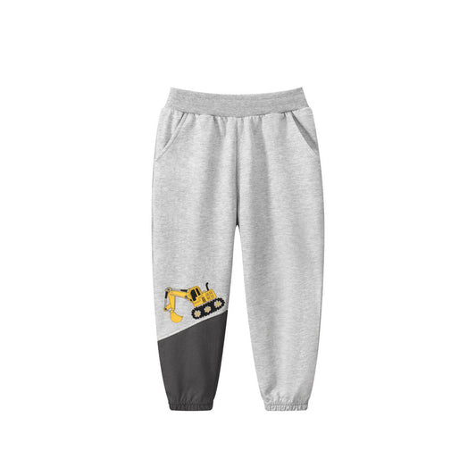 MyKids-USA® Children Boys Excavator Descending Cartoon Sports Trousers With Pockets