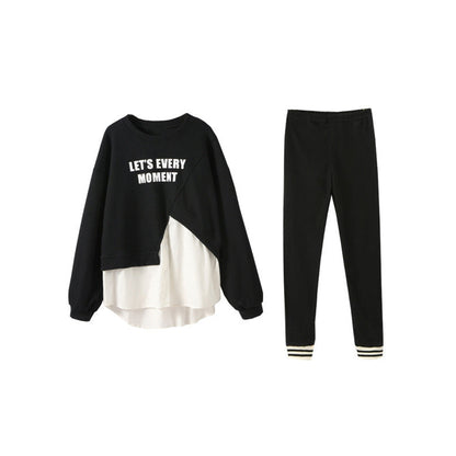 MyKids-USA® Girls Letters Words Printing Patchwork Design Tops Striped Pants Sets